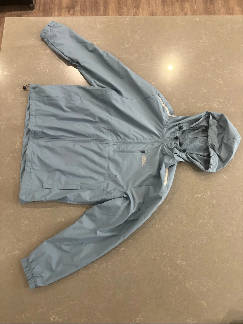 Eddie Bauer Light Blue Hooded Waterproof Rain Jacket